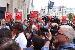 July 11, 2019: Senator Maria Collett rallies with Pennsylvania nurses, hospital staff, and community members in protest of the closure of Hahnemann University Hospital in Philadelphia.