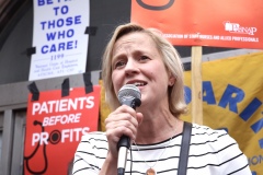 July 11, 2019: Senator Maria Collett rallies with Pennsylvania nurses, hospital staff, and community members in protest of the closure of Hahnemann University Hospital in Philadelphia.