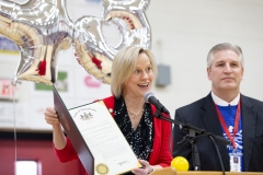 February 22, 2019: Senator Maria Collett attends the kick-off of the 43rd annual Keith Valley Challenge at Keith Valley Middle School in the Hatboro-Horsham school district and presented the school with a copy of Senate Resolution 28, recognizing today as “Keith Valley Challenge Day” in Pennsylvania.