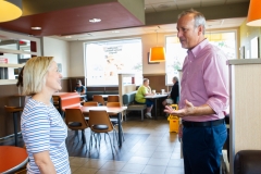 7월 31, 2019: Sen. Collett tours a McDonald’s restaurant near her district office talking to the franchise owner as well as customers about their experiences.