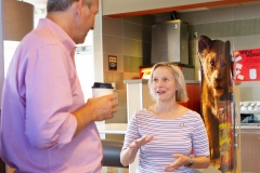 7월 31, 2019: Sen. Collett tours a McDonald’s restaurant near her district office talking to the franchise owner as well as customers about their experiences.