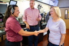 7월 31, 2019: Sen. Collett tours a McDonald’s restaurant near her district office talking to the franchise owner as well as customers about their experiences.
