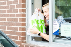 7월 31, 2019: Sen. Collett tours a McDonald’s restaurant near her district office talking to the franchise owner as well as customers about their experiences.