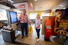 7월 31, 2019: Sen. Collett tours a McDonald’s restaurant near her district office talking to the franchise owner as well as customers about their experiences.