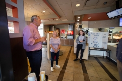 July 31, 2019: Sen. Collett tours a McDonald’s restaurant near her district office talking to the franchise owner as well as customers about their experiences.