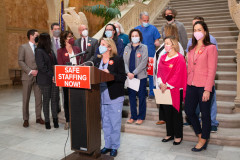 January 25, 2022: Sen. Collett rallies with a coalition of statewide nursing groups to demand action on bills that would provide for safe staffing levels in PA hospitals.