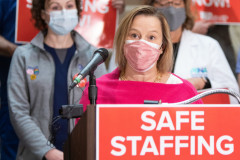January 25, 2022: Sen. Collett rallies with a coalition of statewide nursing groups to demand action on bills that would provide for safe staffing levels in PA hospitals.