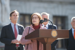 April 12, 2022:  Senator Maria Collett speaks at the Rallying for Open Primaries in PA