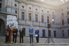 April 12, 2022:  Senator Maria Collett speaks at the Rallying for Open Primaries in PA