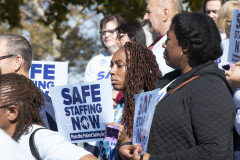 October 24, 2023: Sens. Collett and Haywood were joined by Democratic colleagues and health-care professionals on the steps of the Capitol to call for Senate passage of the Patient Safety Act, which passed the House in June.