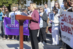 October 24, 2023: Sens. Collett and Haywood were joined by Democratic colleagues and health-care professionals on the steps of the Capitol to call for Senate passage of the Patient Safety Act, which passed the House in June.