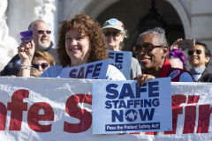 October 24, 2023: Sens. Collett and Haywood were joined by Democratic colleagues and health-care professionals on the steps of the Capitol to call for Senate passage of the Patient Safety Act, which passed the House in June.