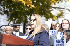 October 24, 2023: Sens. Collett and Haywood were joined by Democratic colleagues and health-care professionals on the steps of the Capitol to call for Senate passage of the Patient Safety Act, which passed the House in June.