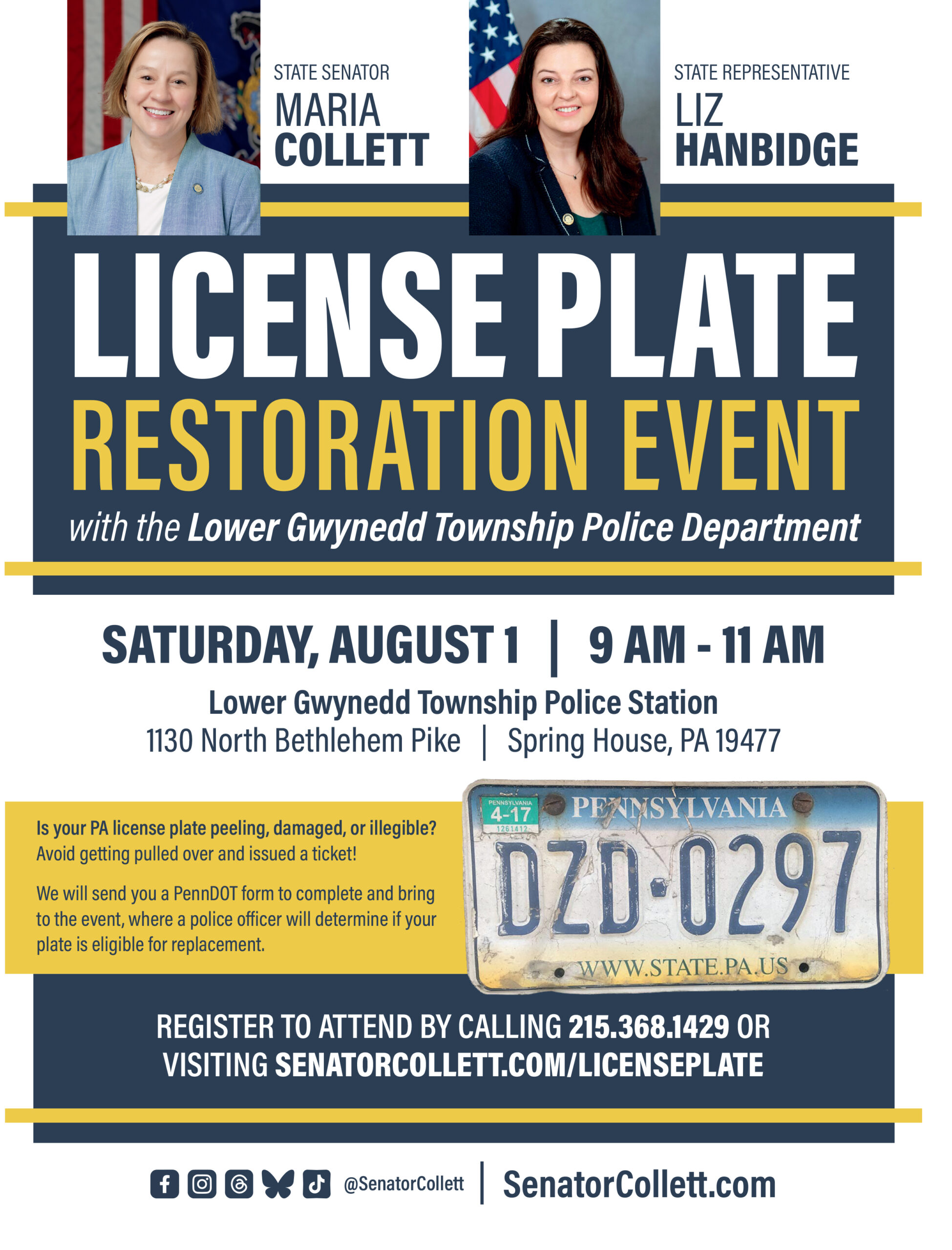 License Plate Restoration Event Flyer