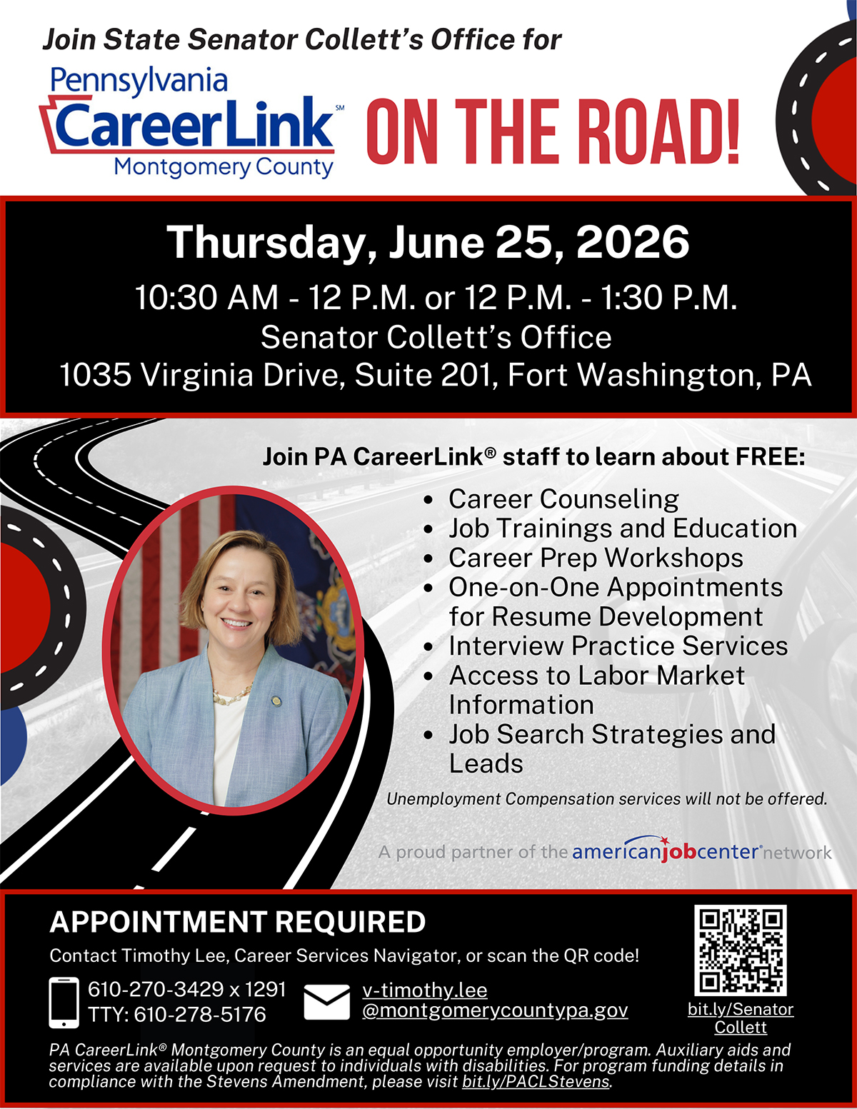 CareerLink on the Road at Senator Collett’s Office - June 25, 2026